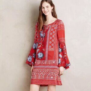 NWT Anthropologie Belled Silk Peasant Dress - size 4